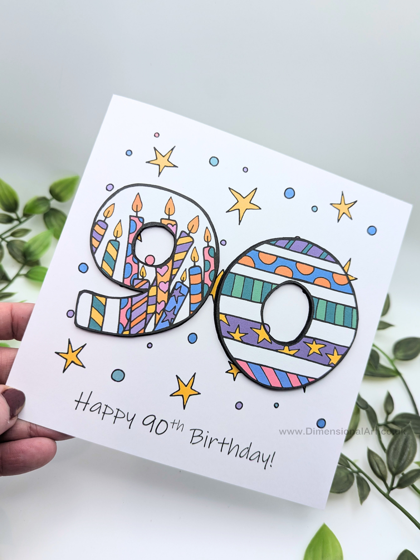 90th Number Candles Birthday Card