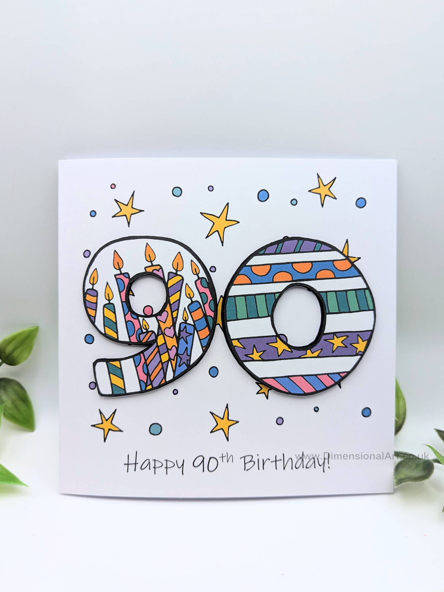 90th Number Candles Birthday Card