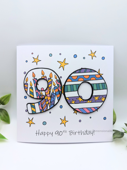 90th Number Candles Birthday Card