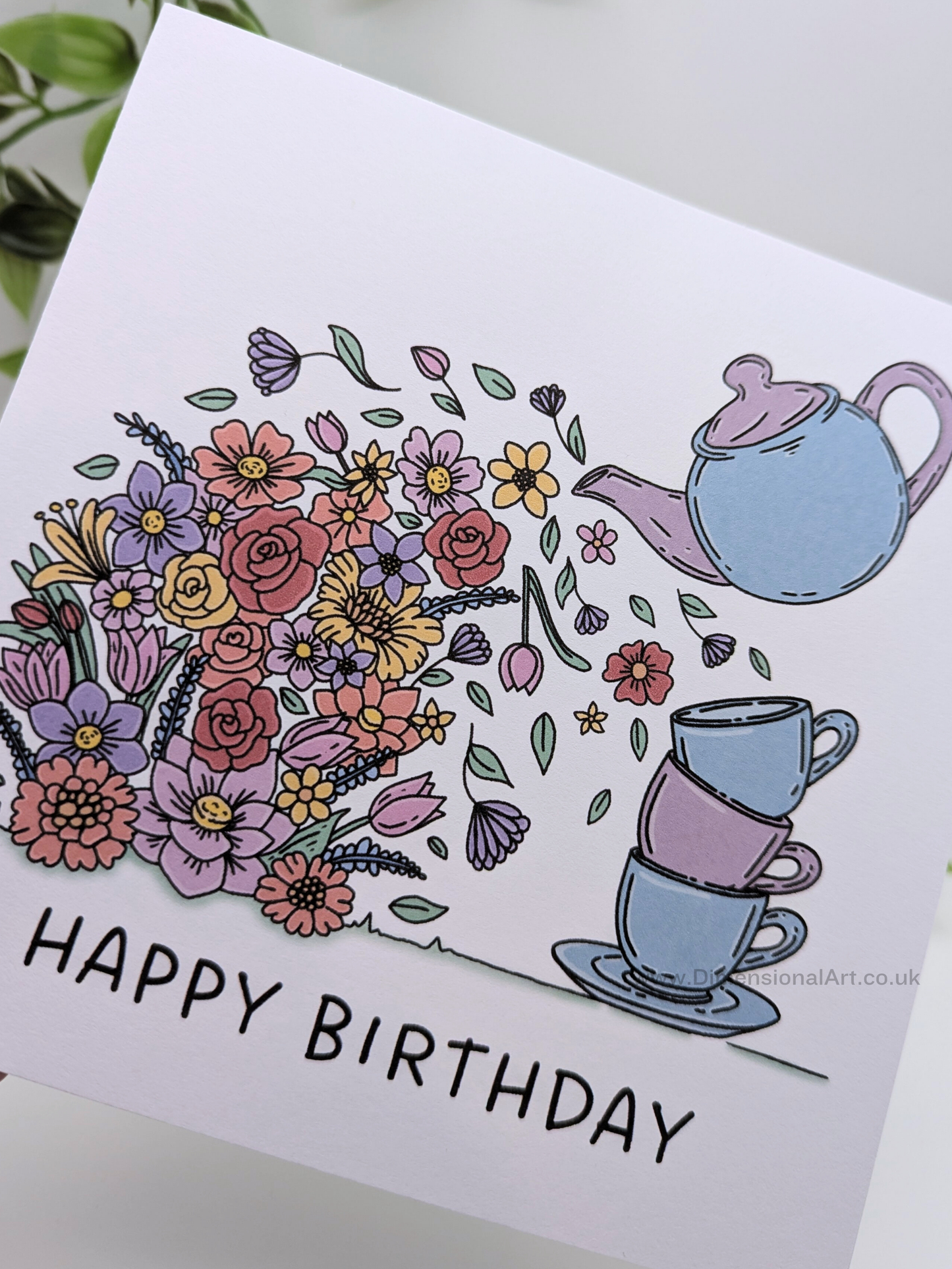 Teapot Flowers Birthday Card