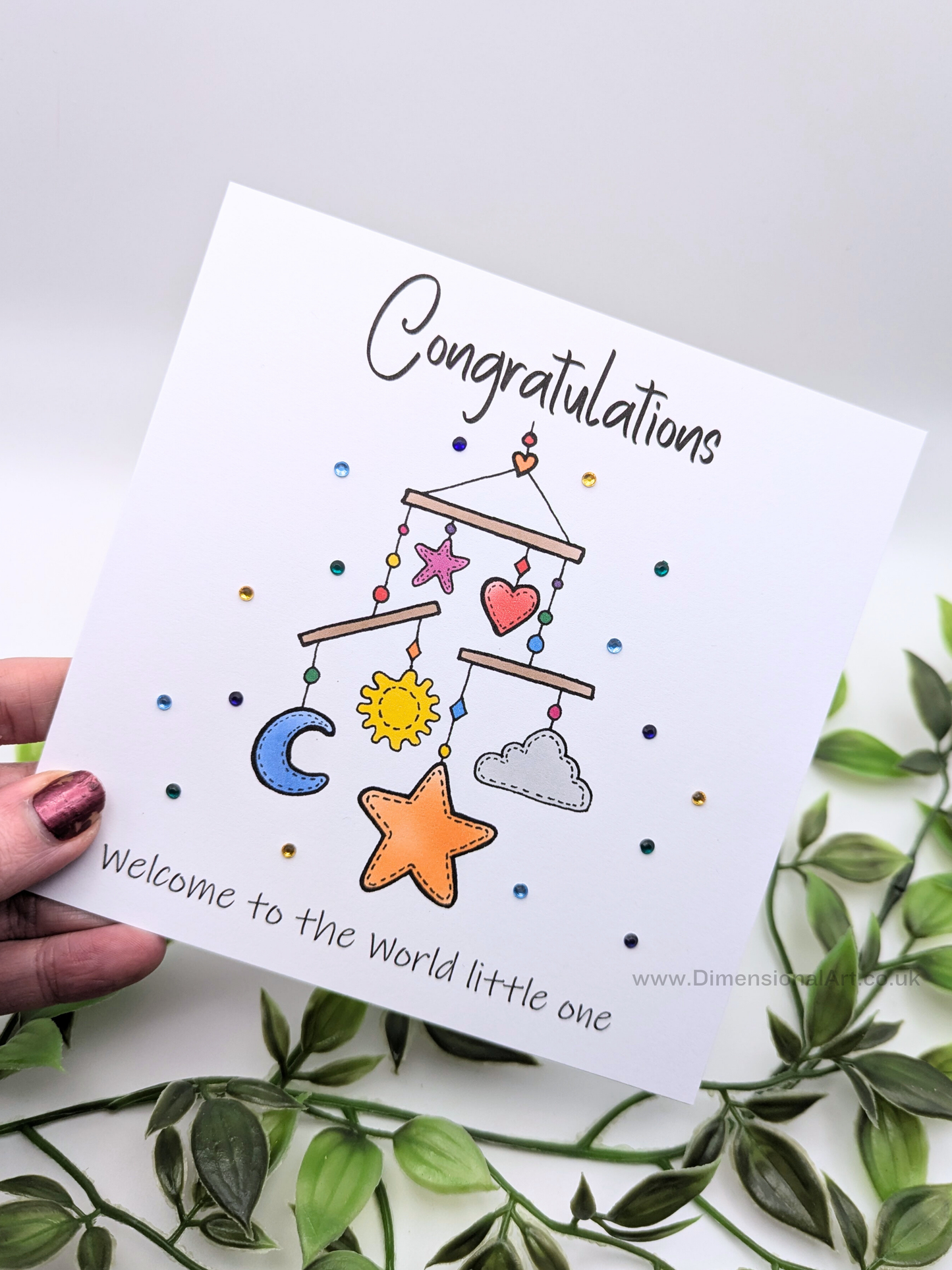Mobile - RAINBOW - Congratulate welcome to the world little one - New Baby Card