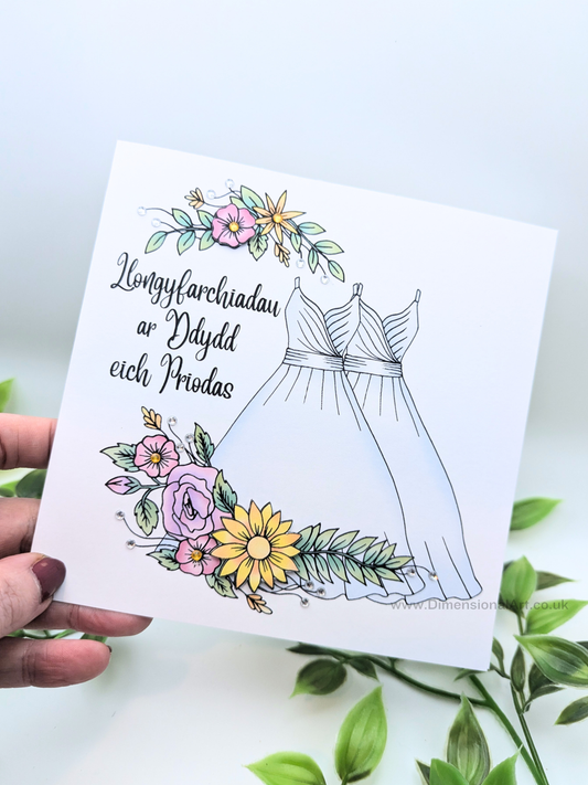 Bride and Bride Llongyfarchiadau ar Ddydd eich Priodas (Congratulations on your Wedding Day) - Welsh (Copy) (Copy)