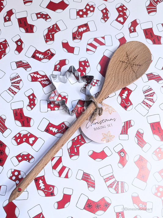 Christmas Snowflake Wooden Spoon and cutter Set