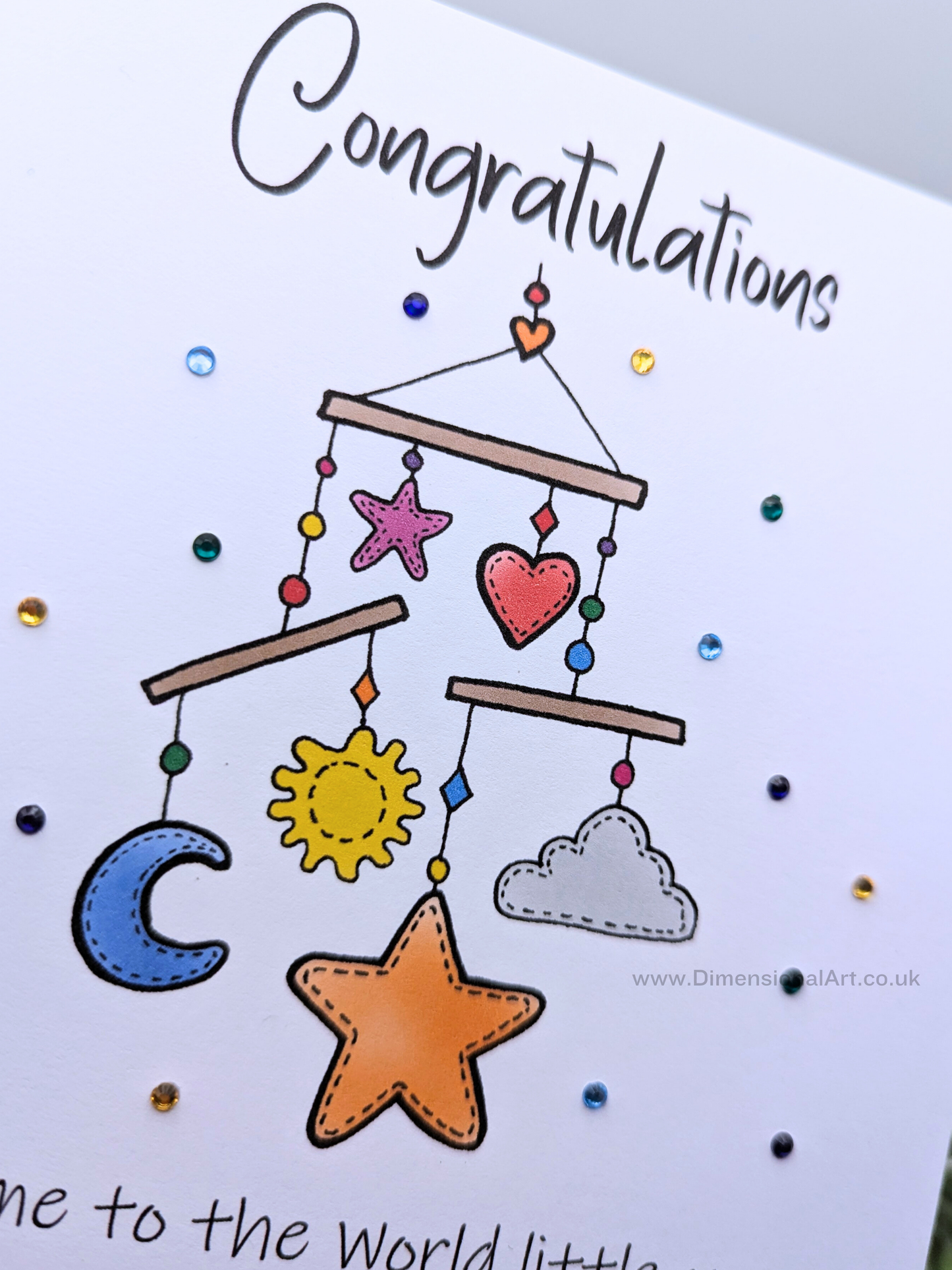 Mobile - RAINBOW - Congratulate welcome to the world little one - New Baby Card