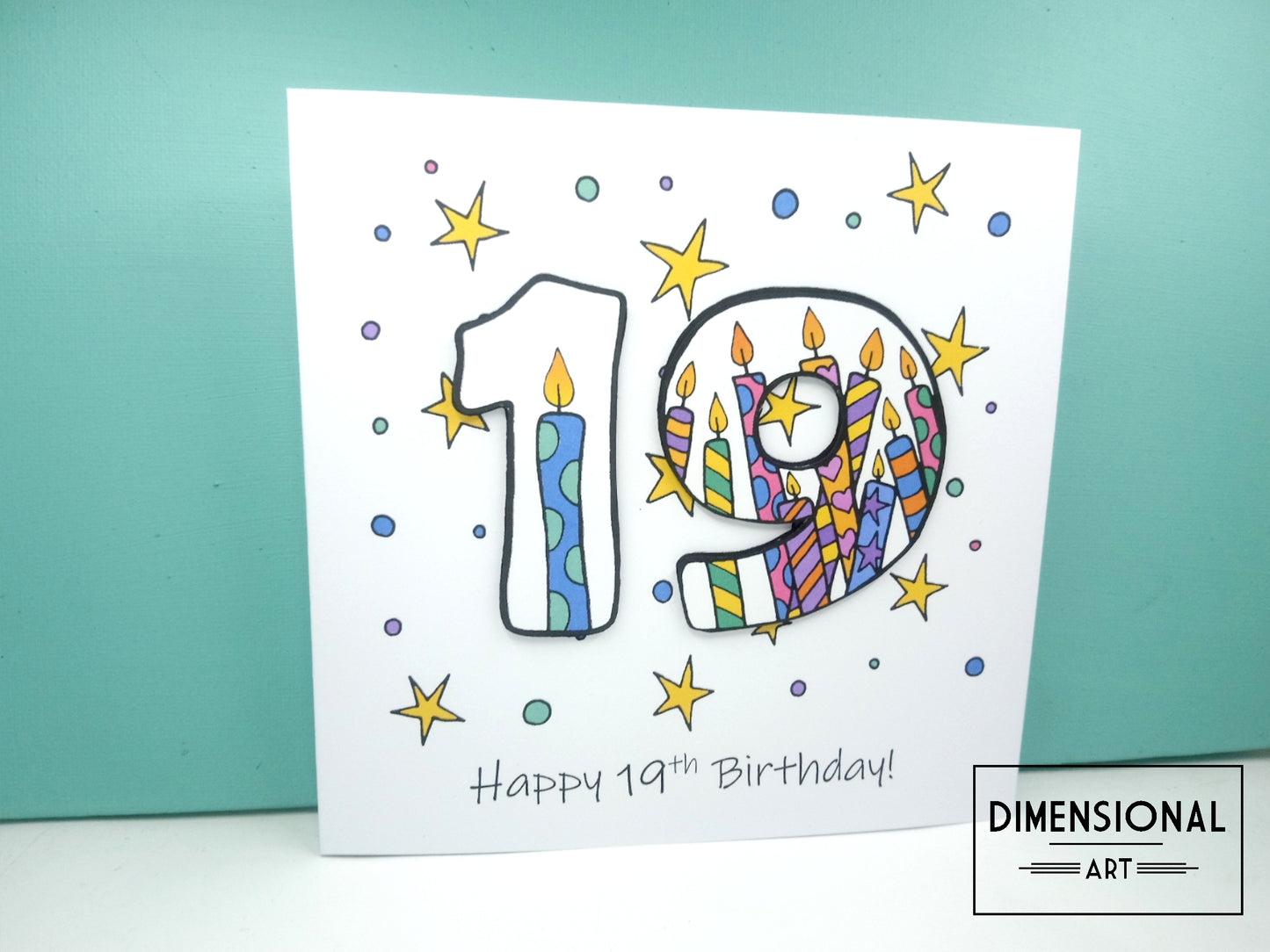19th Number Candles Birthday Card