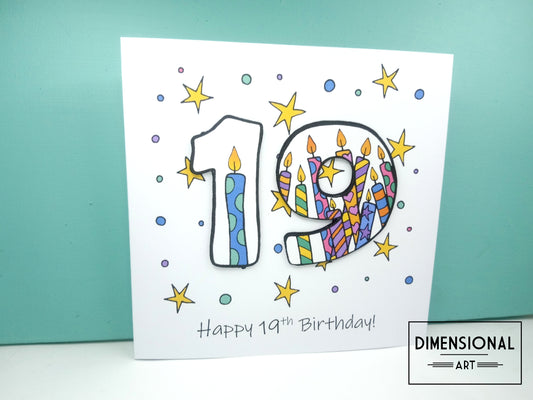 19th Number Candles Birthday Card