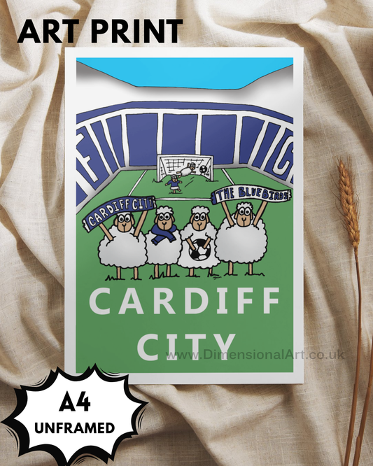 Cardiff City Football Sheep A4 Print