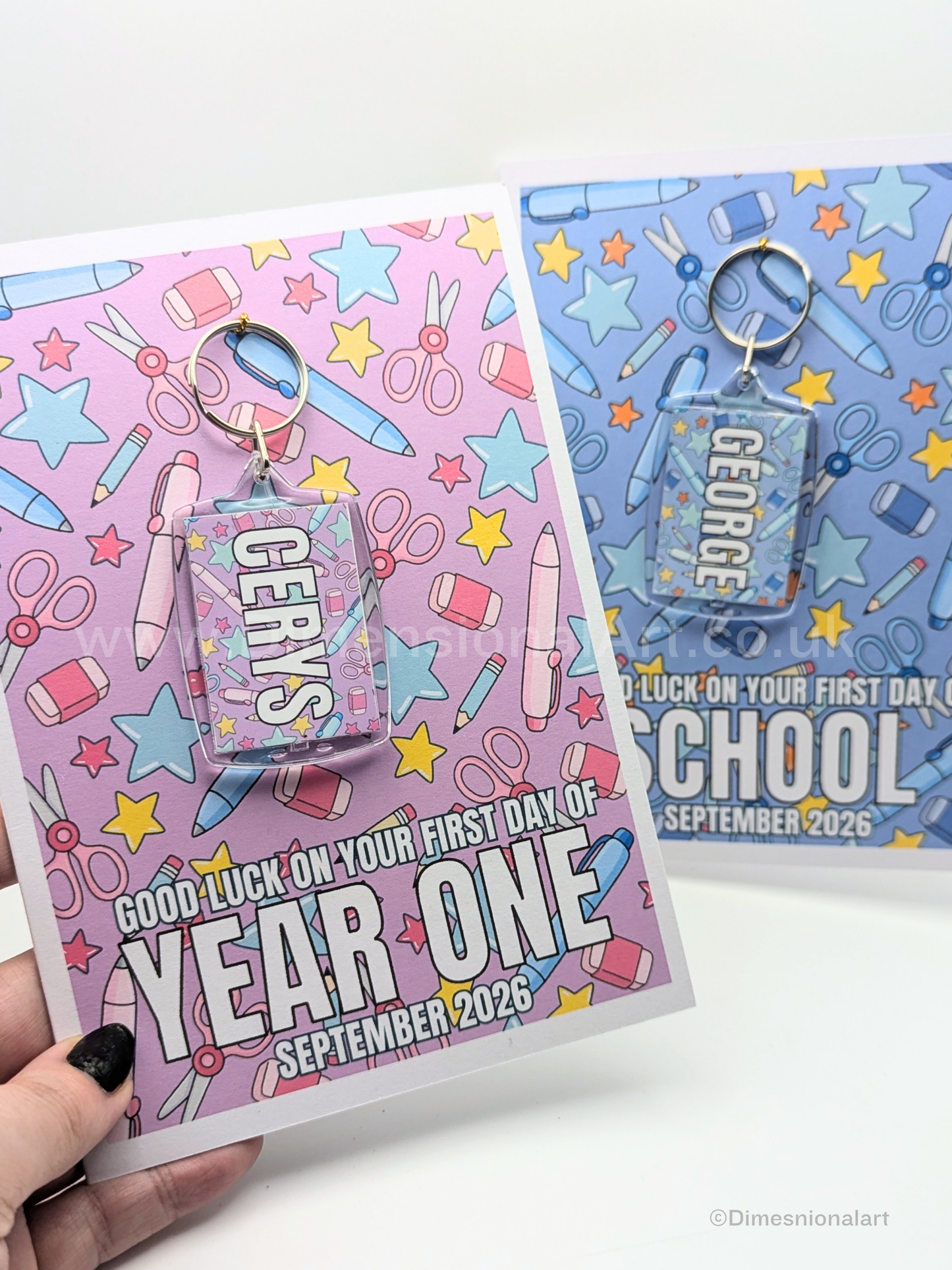 Personalised First Day of School Keepsake Keyring - Back to school Card