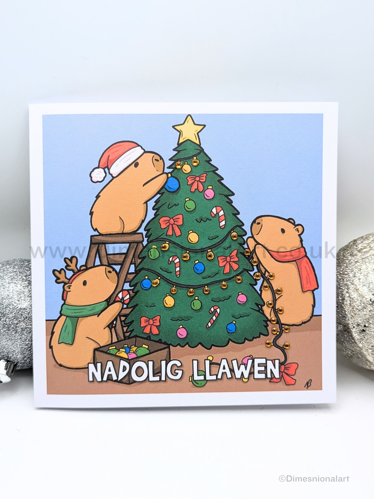 Capybara Nadolig Llawen Card