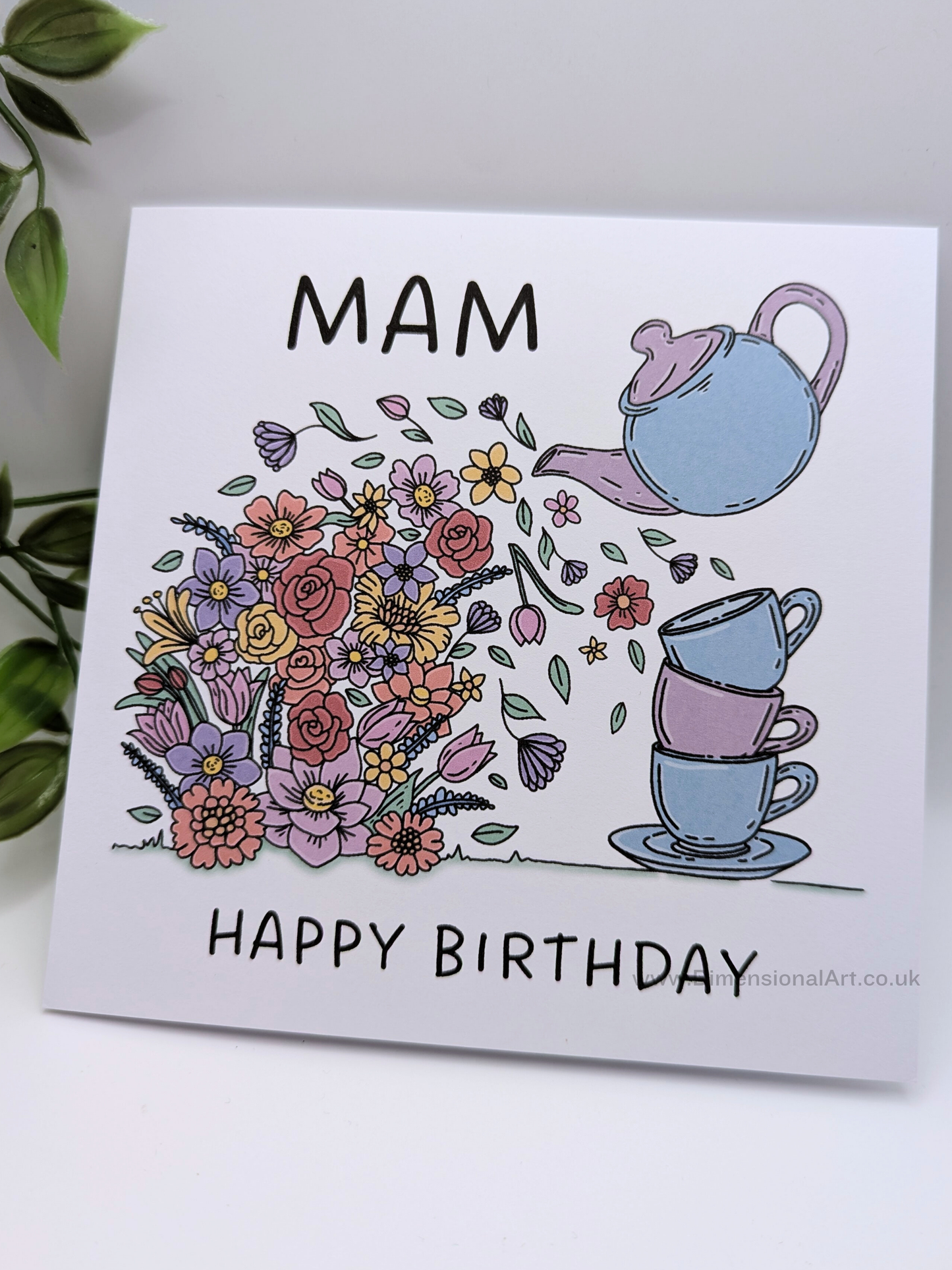 MAM Teapot Flowers Birthday Card