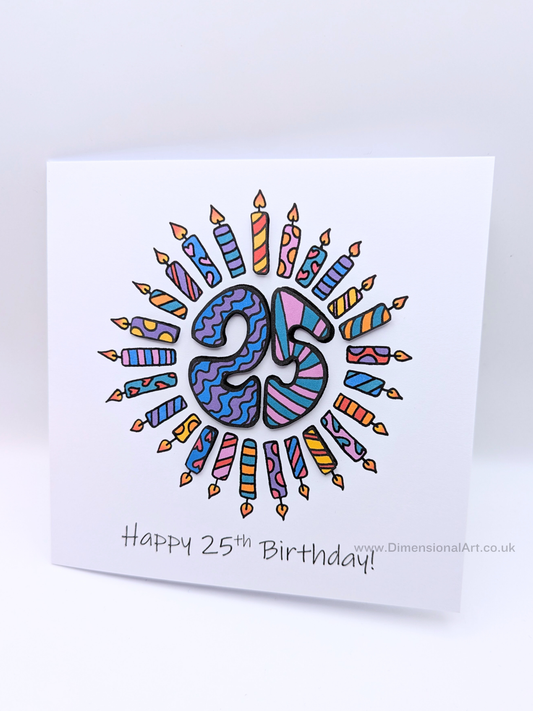25th Candles Birthday Card 25th