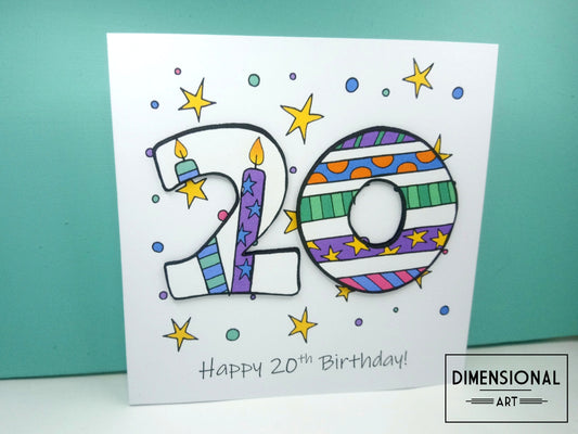 20th Number Candles Birthday Card