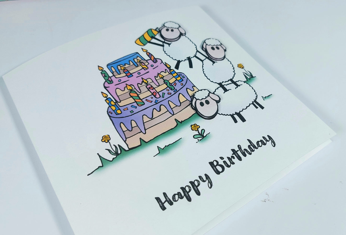 Sheep Cake Birthday Card