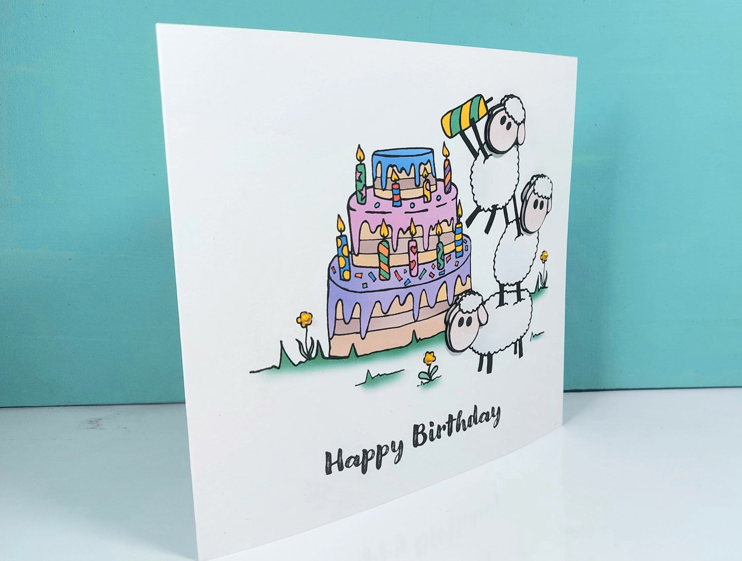 Sheep Cake Birthday Card