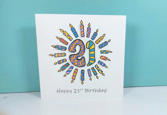 21st Candles Birthday Card 21st