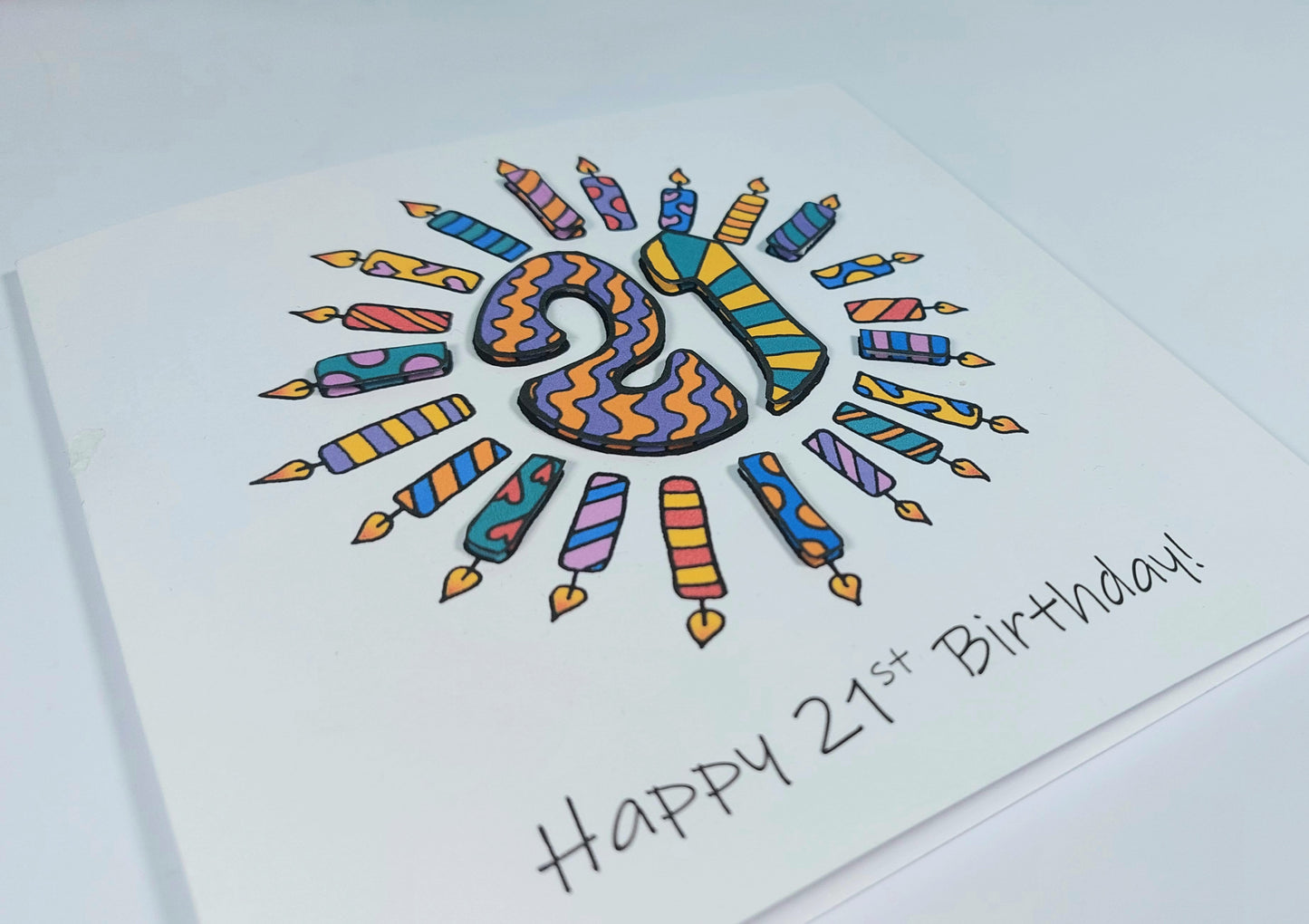 21st Candles Birthday Card 21st