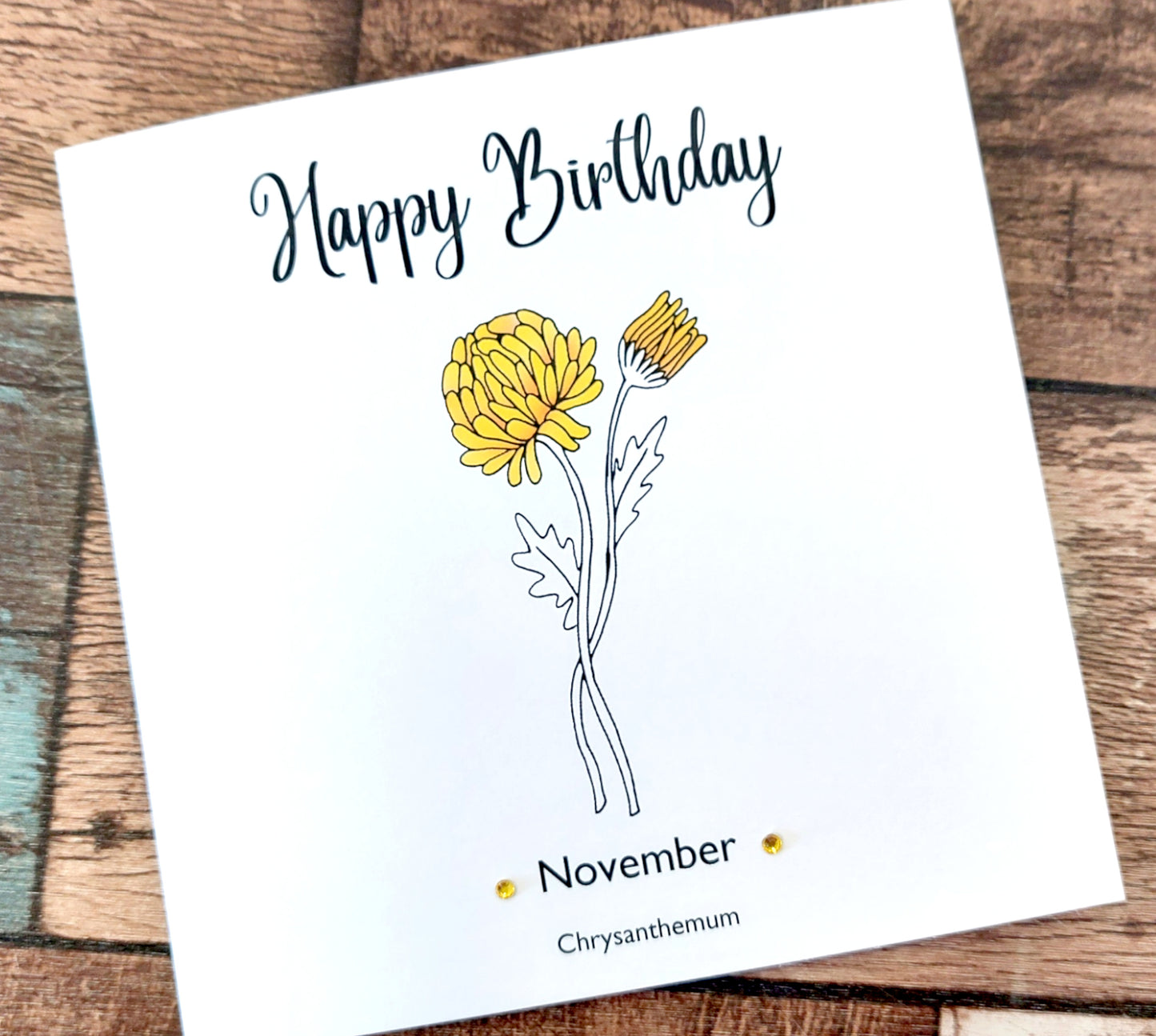 November - Chrysanthemum - Birthday Flower Card