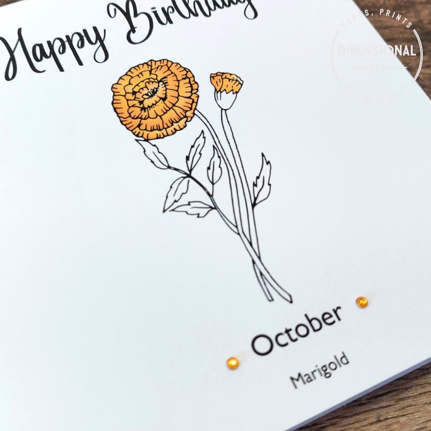 October - Marigold - Birthday Flower Card