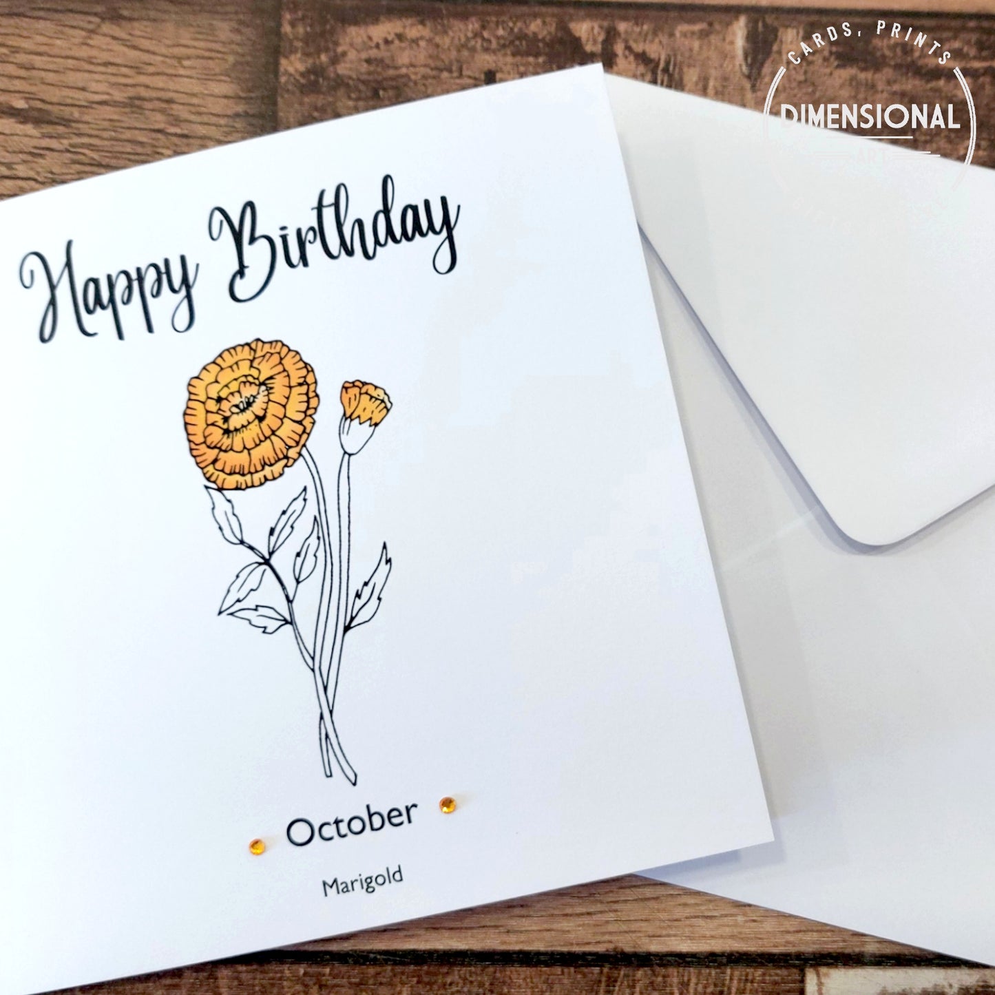 October - Marigold - Birthday Flower Card