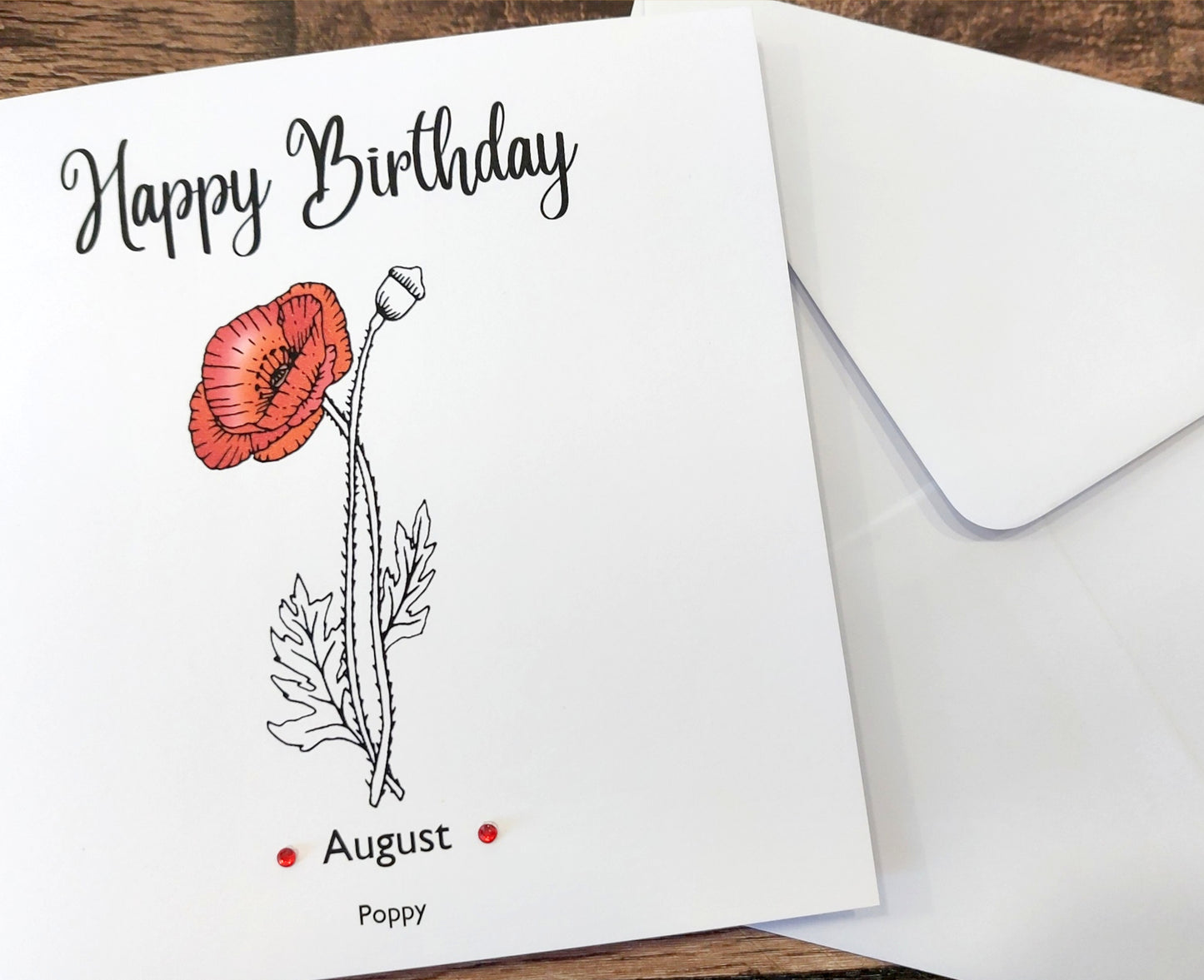 August - Poppy - Birthday Flower Card