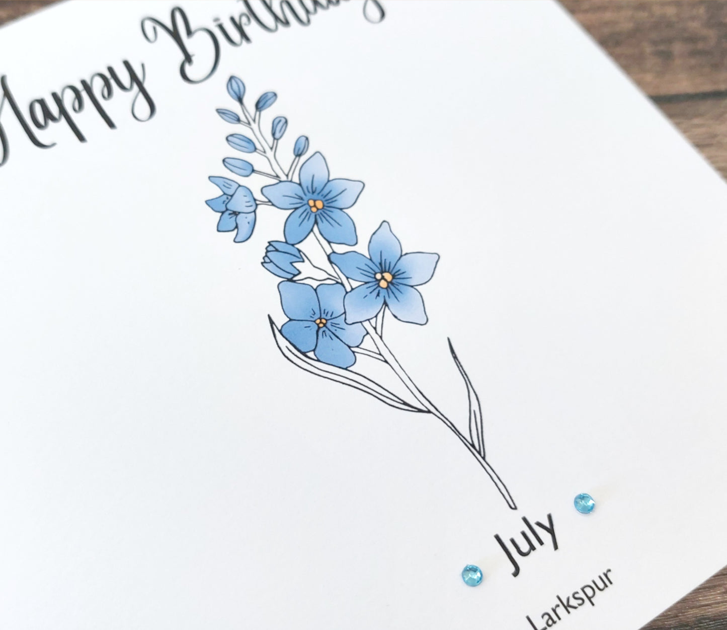 July - Larkspur - Birthday Flower Card
