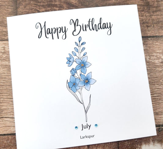 July - Larkspur - Birthday Flower Card