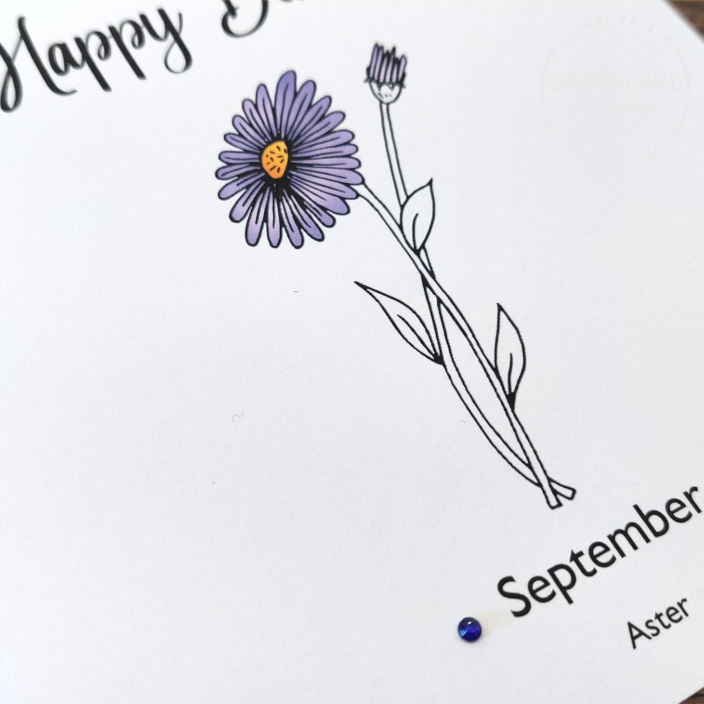 September - Aster - Birthday Flower Card