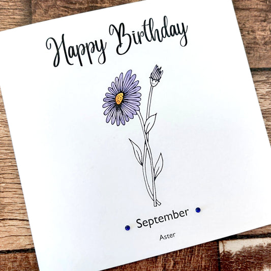 September - Aster - Birthday Flower Card