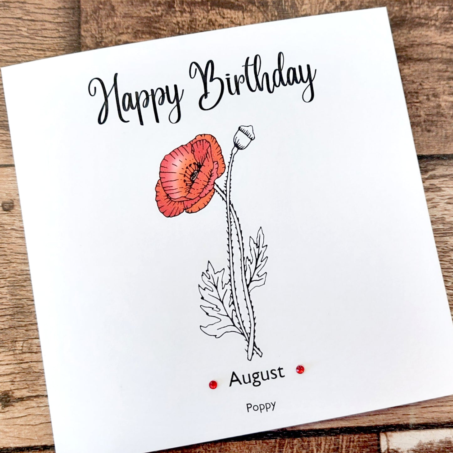 August - Poppy - Birthday Flower Card