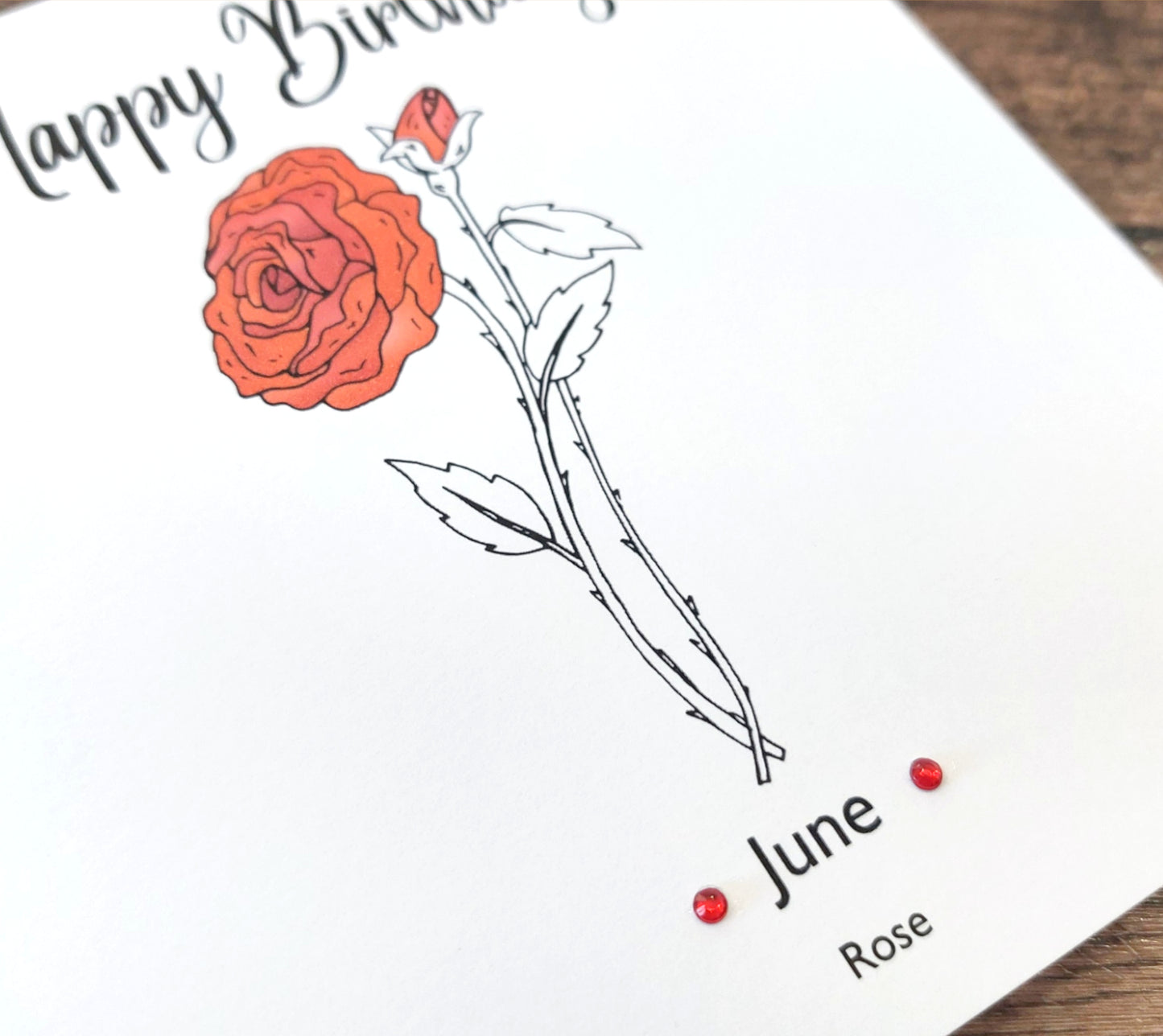 June - Rose - Birthday Flower Card