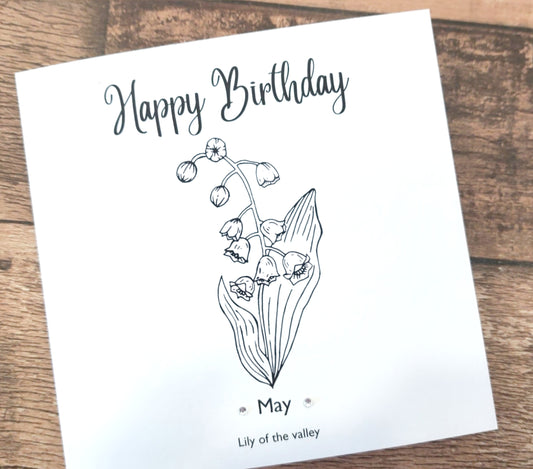 May - Lily of the valley - Birthday Flower Card