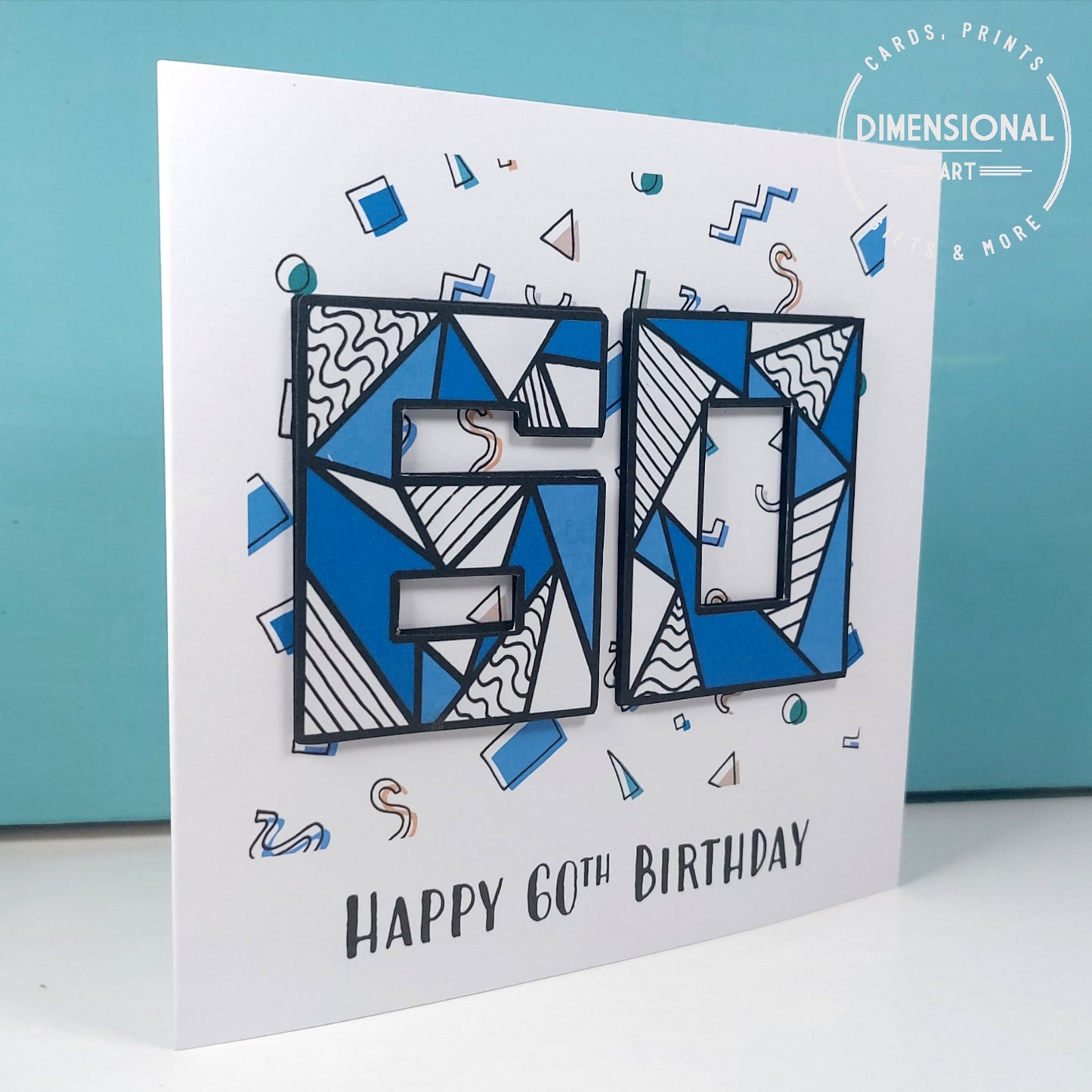 Blue retro 60th Birthday Card