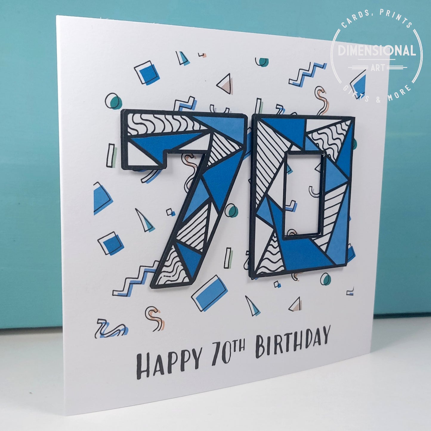 Blue retro 70th Birthday Card