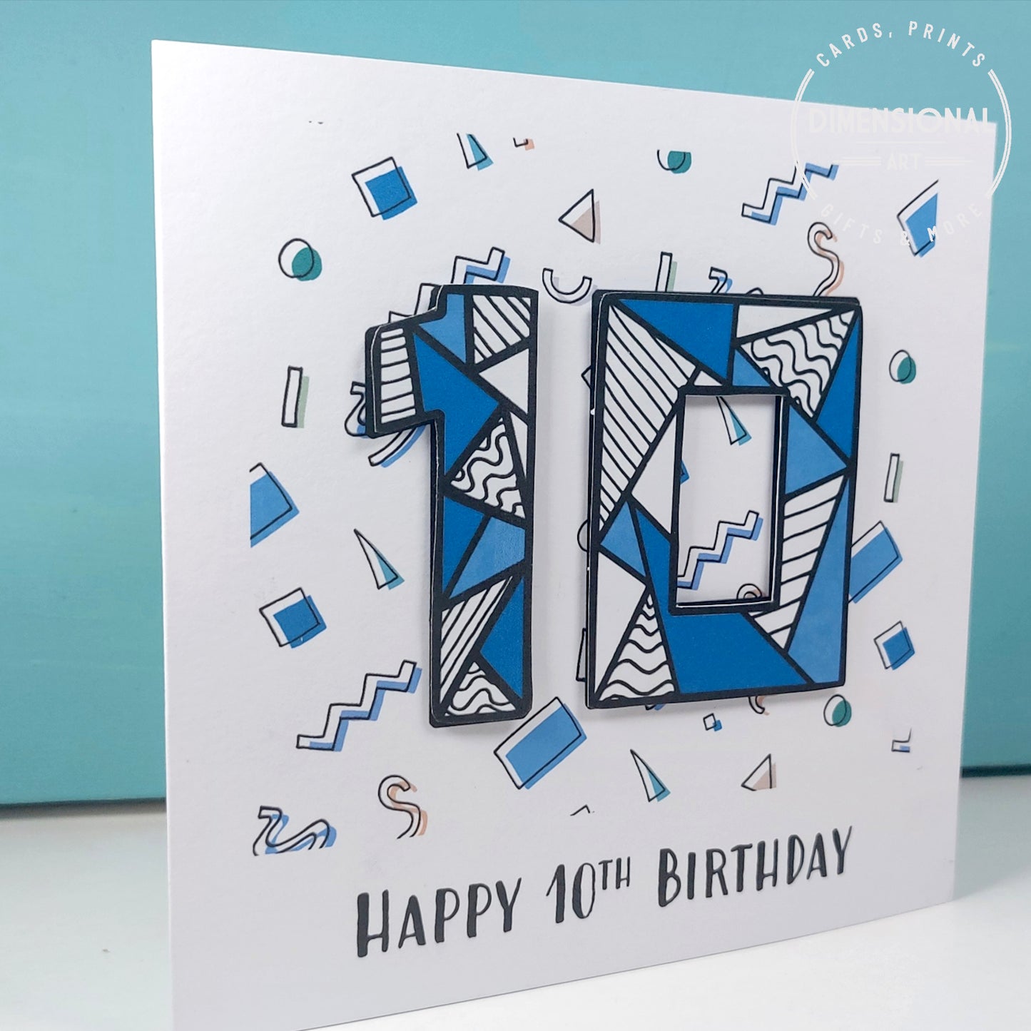 Blue retro 10th Birthday Card