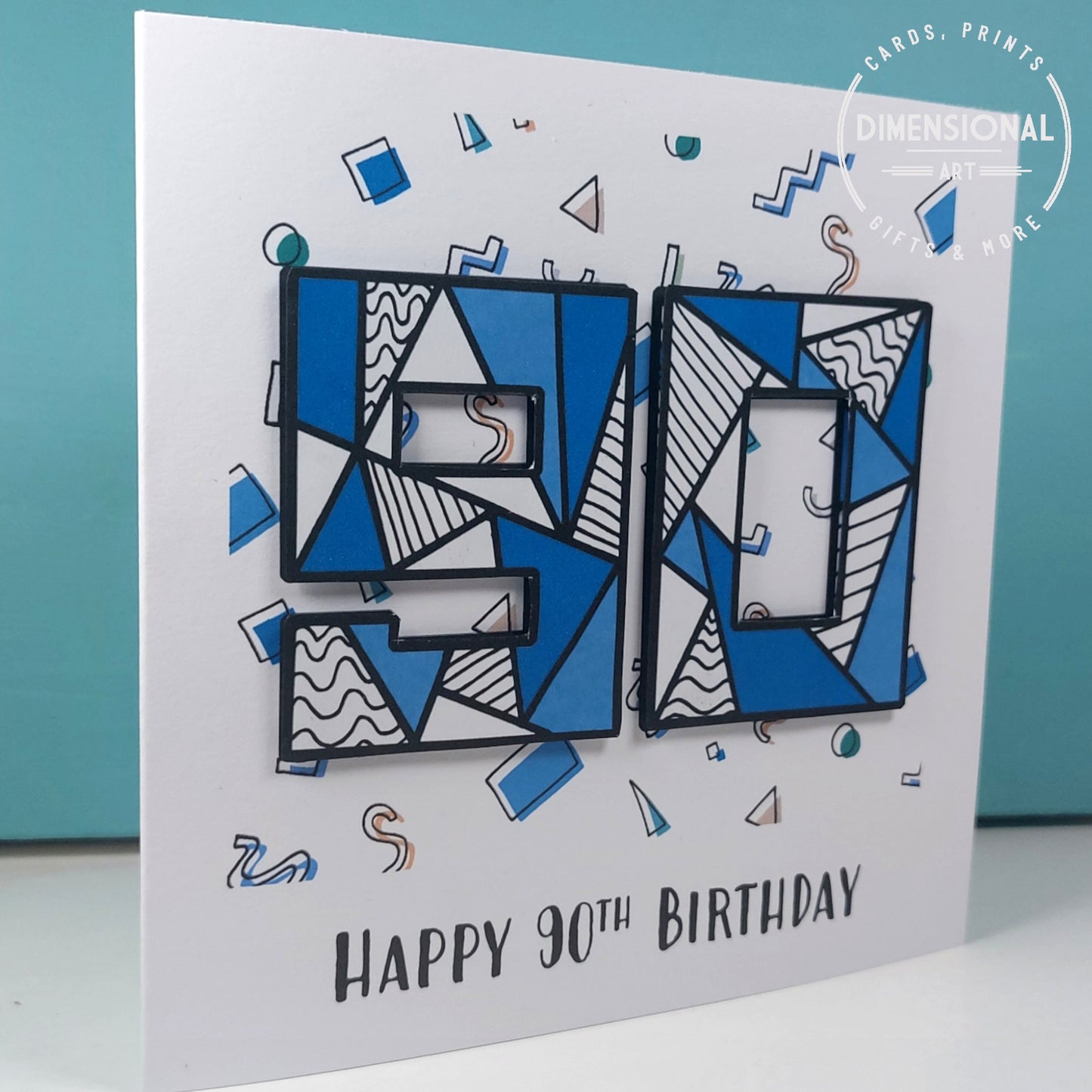 Blue retro 90th Birthday Card