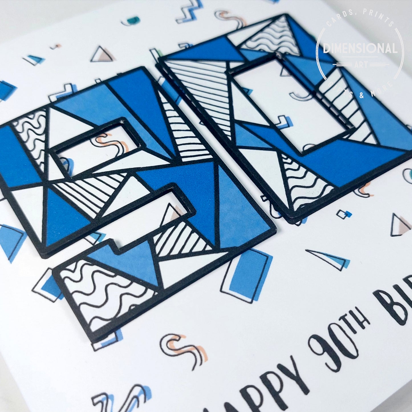 Blue retro 90th Birthday Card