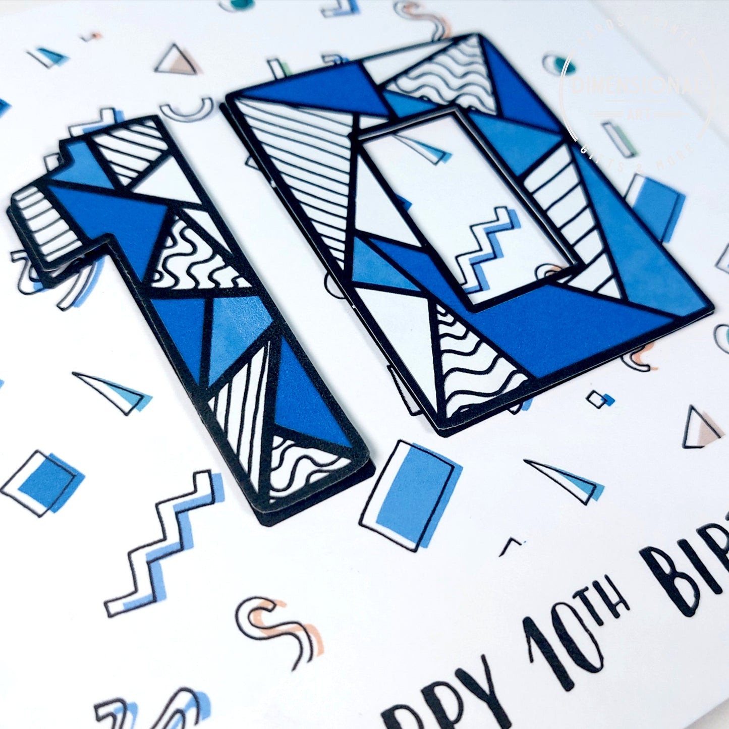 Blue retro 10th Birthday Card