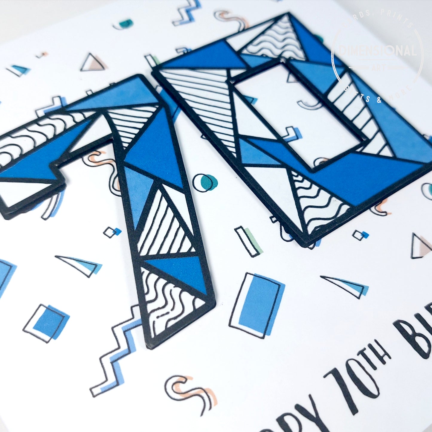 Blue retro 70th Birthday Card