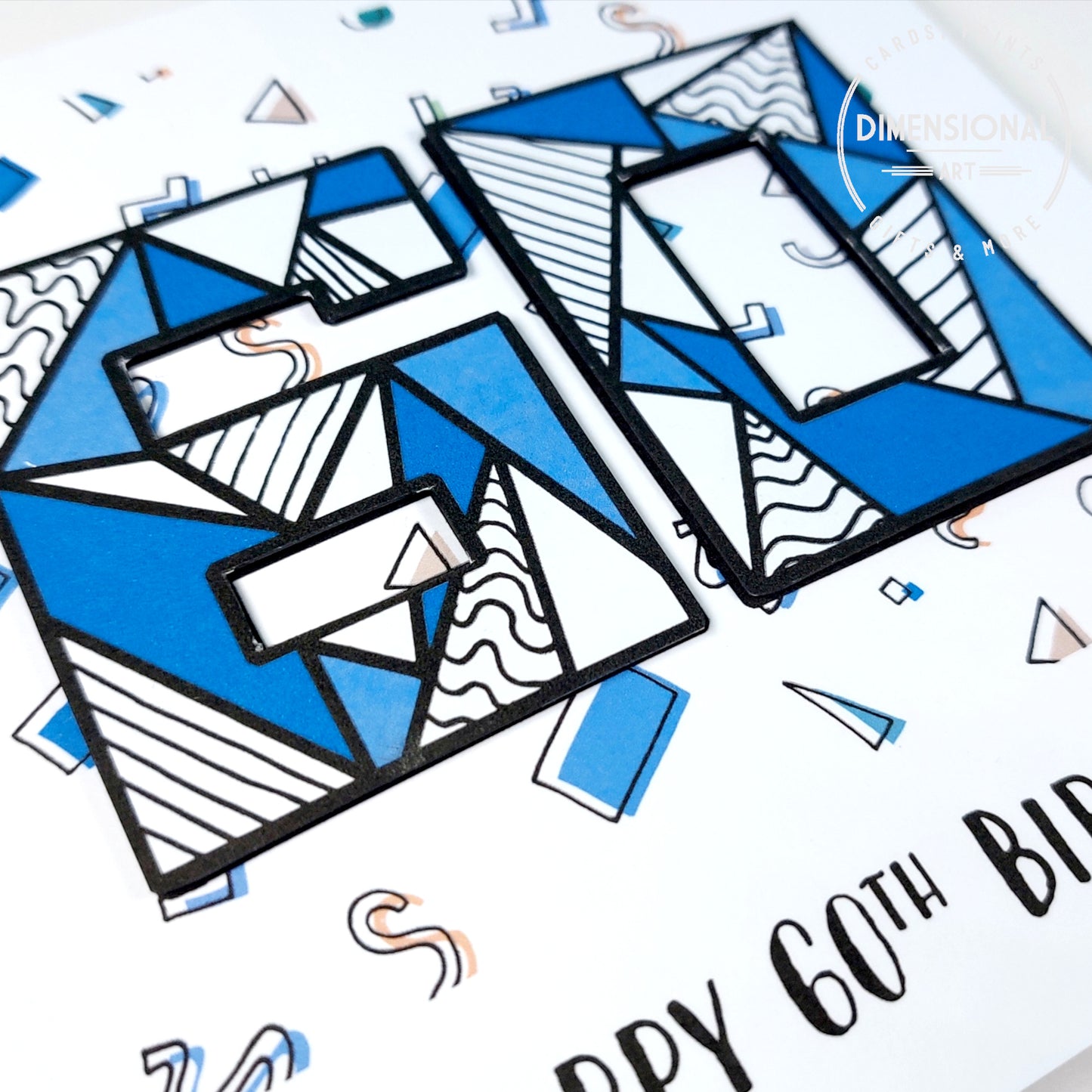 Blue retro 60th Birthday Card