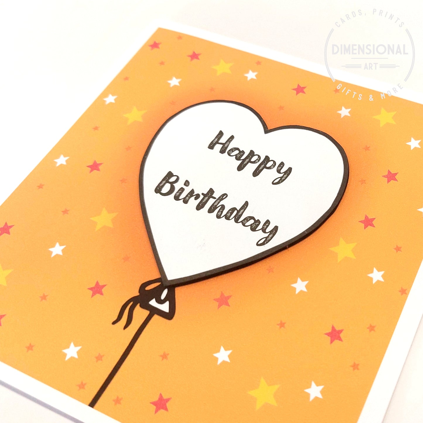 Yellow Heart Balloons Birthday Card