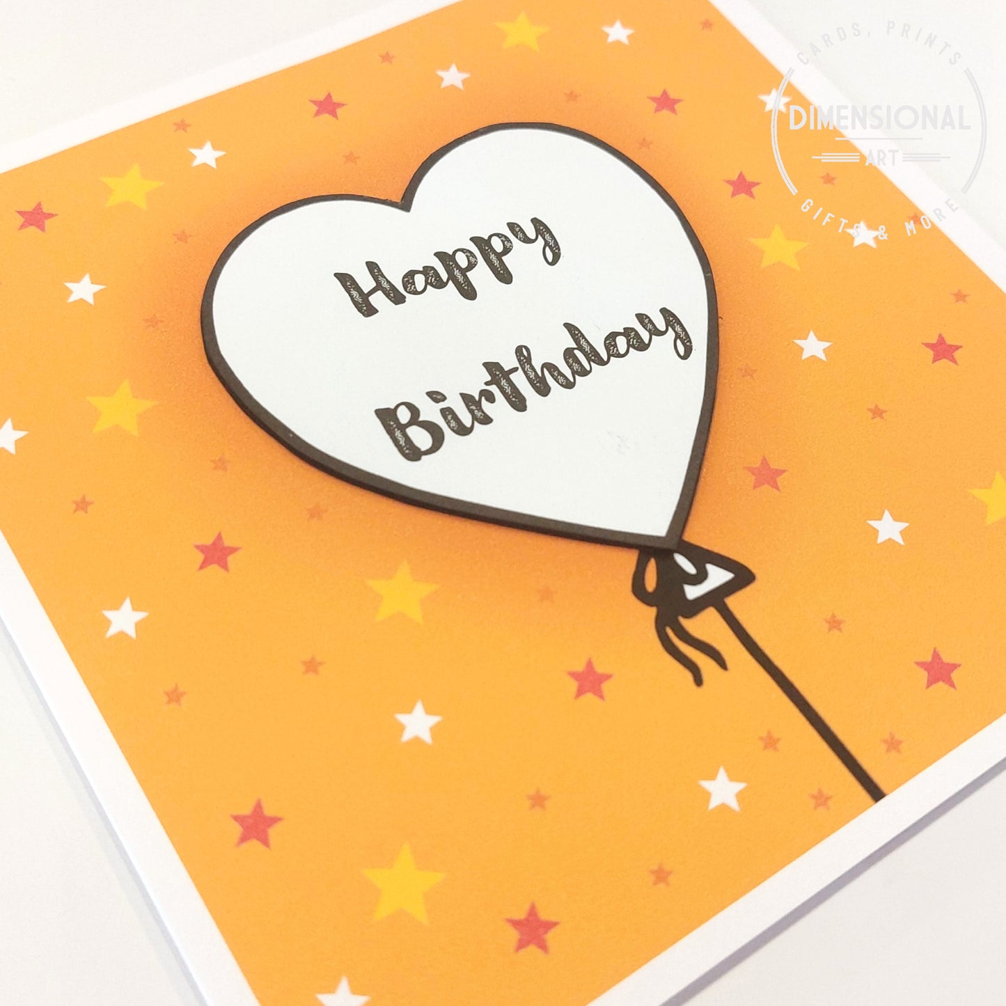 Yellow Heart Balloons Birthday Card