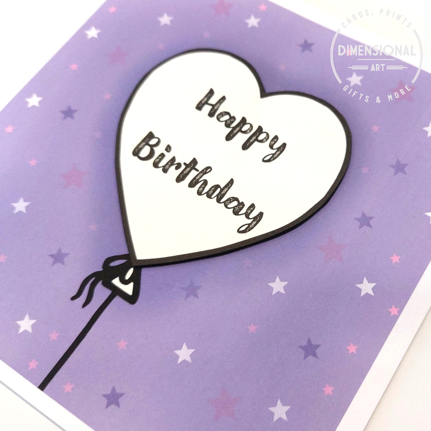 Purple Heart Balloons Birthday Card