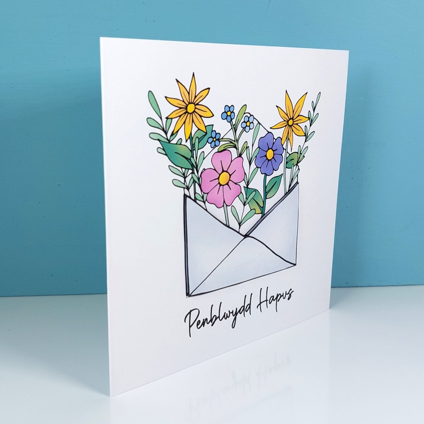 Flower Envelope Penblwydd Hapus (Birthday Card) Welsh Card