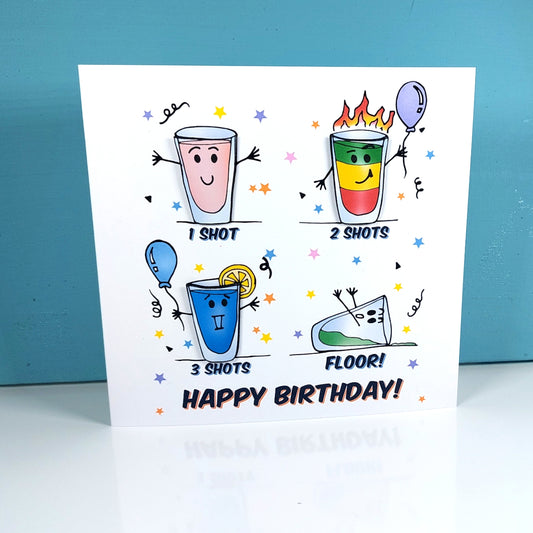 Shot Shot Shot Floor Birthday Card