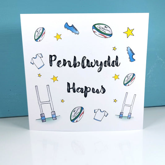 Rugby Penblwydd Hapus (Birthday Card) - Welsh Card