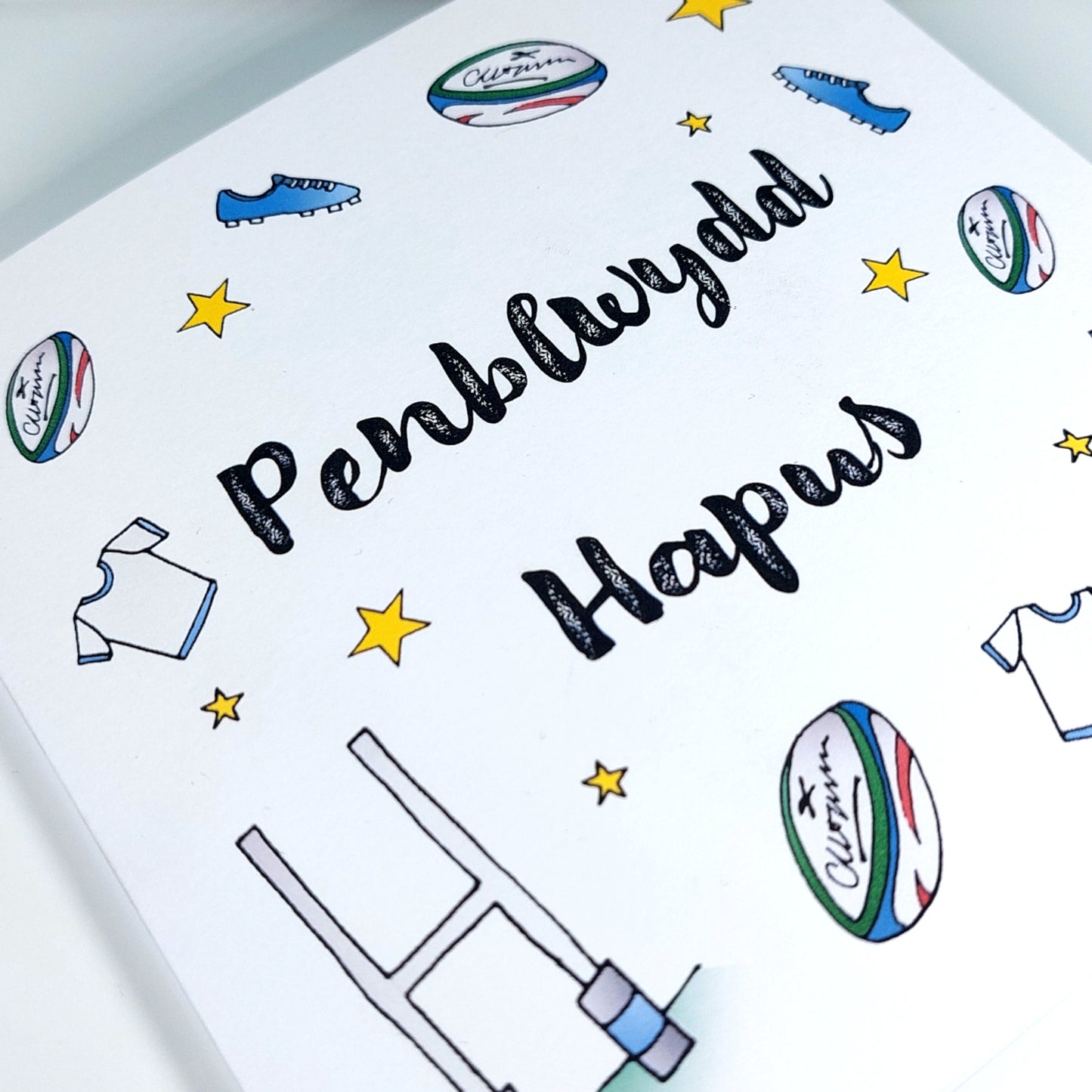 Rugby Penblwydd Hapus (Birthday Card) - Welsh Card
