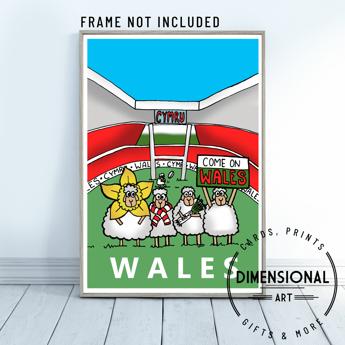 Wales Rugby Sheep A4 Print