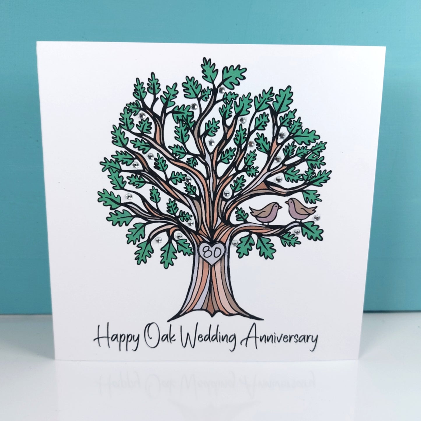 80th Oak Anniversary Card