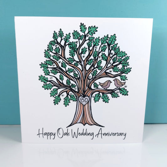 80th Oak Anniversary Card