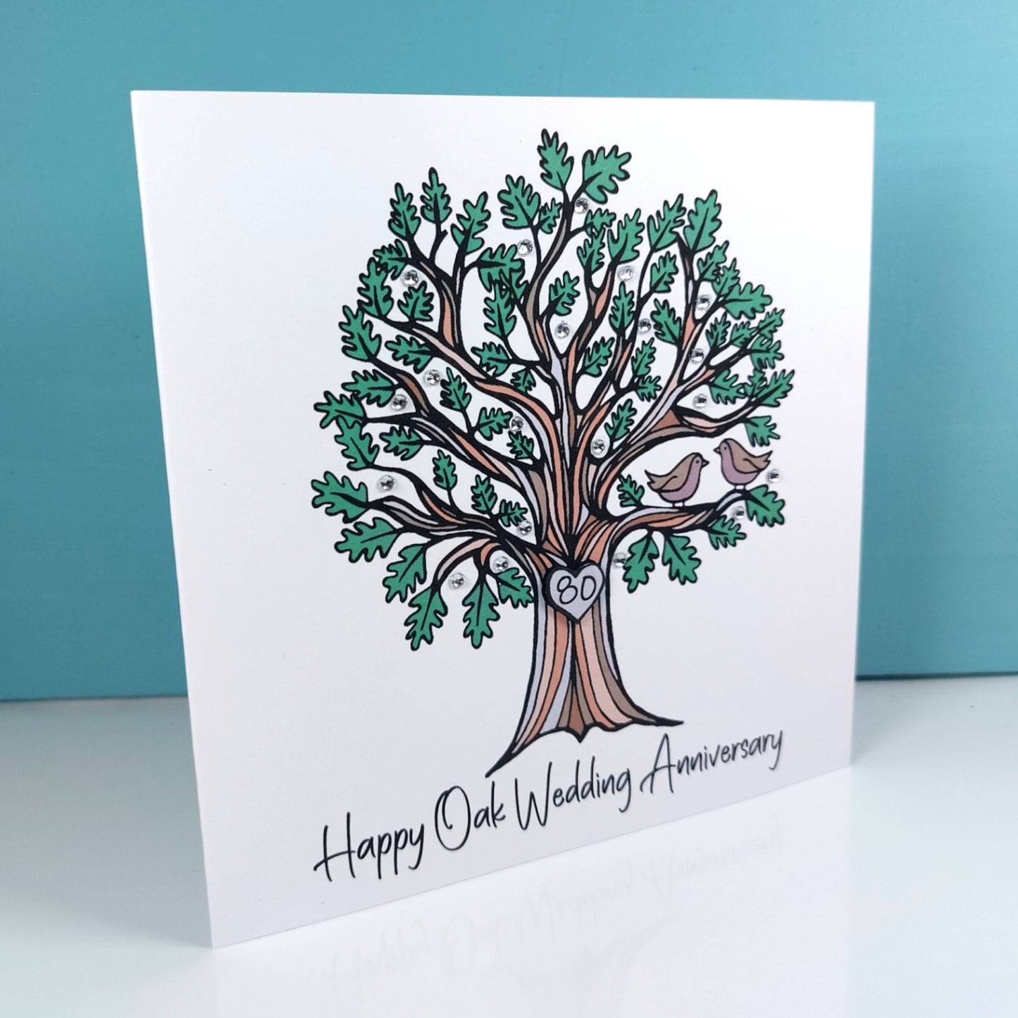 80th Oak Anniversary Card